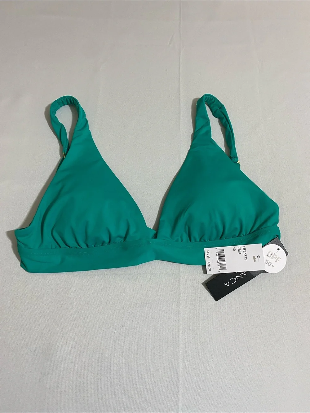 LA BLANCA Solid Green Bikini Top Women's Size 10